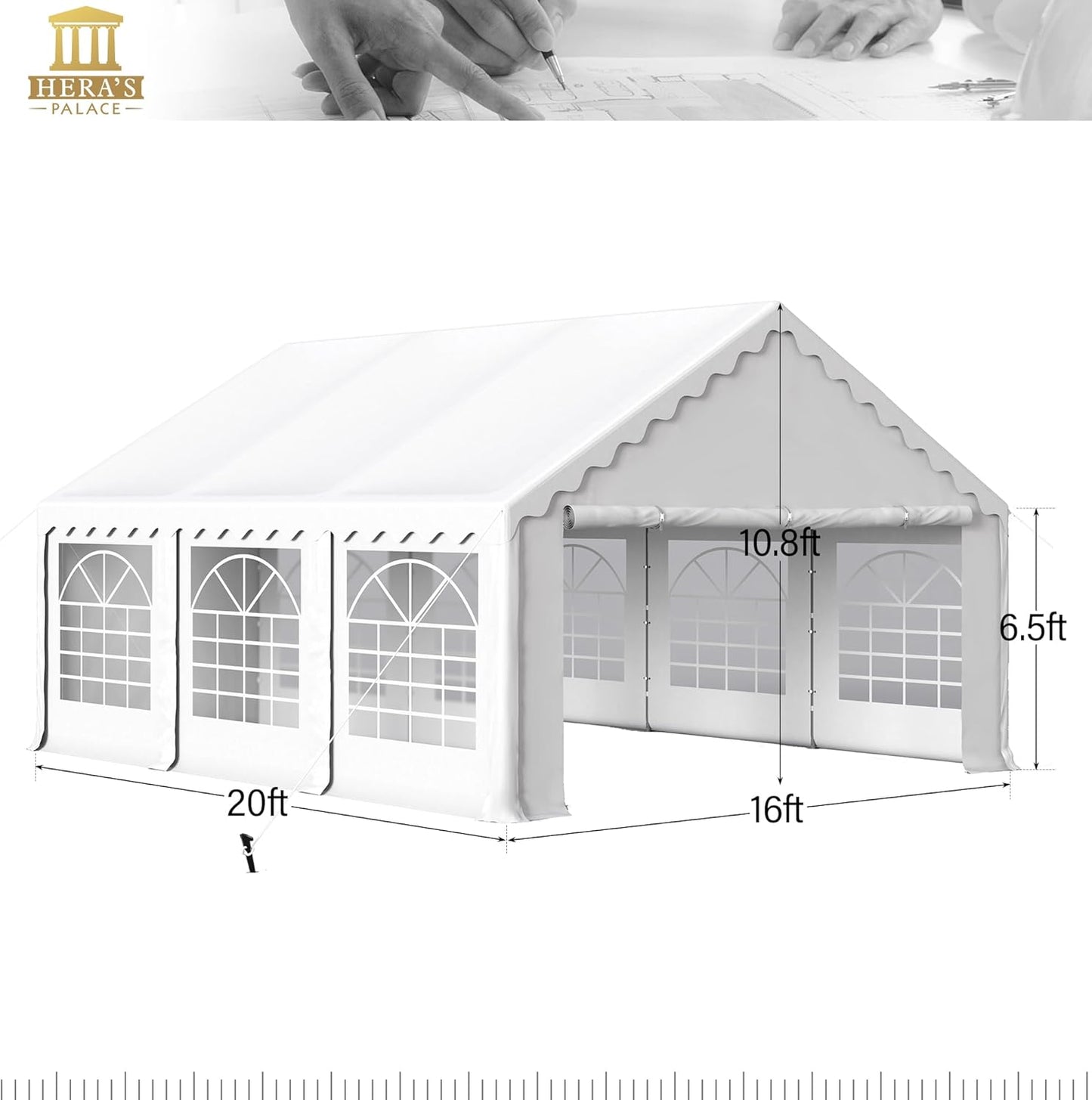 HERA'S PALACE 16'x 20' Outdoor Tents for Parties Large Canopy Tent with 8 Removable Sidewalls Heavy Duty Party Tent for Graduation Wedding and Birthday