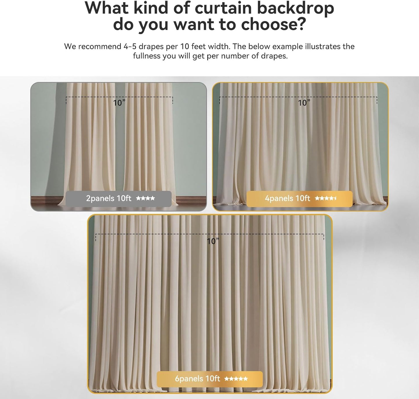 10×10ft Tulle Backdrop Curtains with Lights String - 300LED Fairy Lights Sheer Curtain Backdrop for Weddings Baby Shower and Birthday Party Decorations(2 Panels 5×10ft)