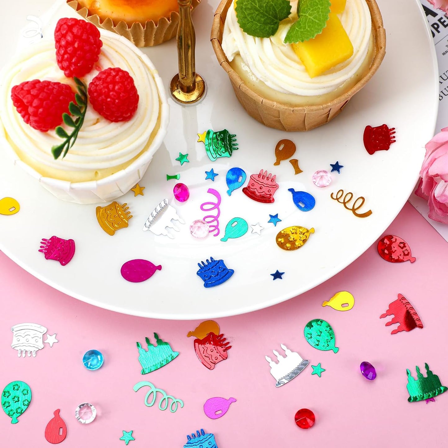 MARFOREVER Happy Birthday Glitter Confetti, Birthday Party Metallic Foil Table Confetti Multicolor Cake Balloon Sprinkles Table Centerpiece for Baby Shower Party Decorations