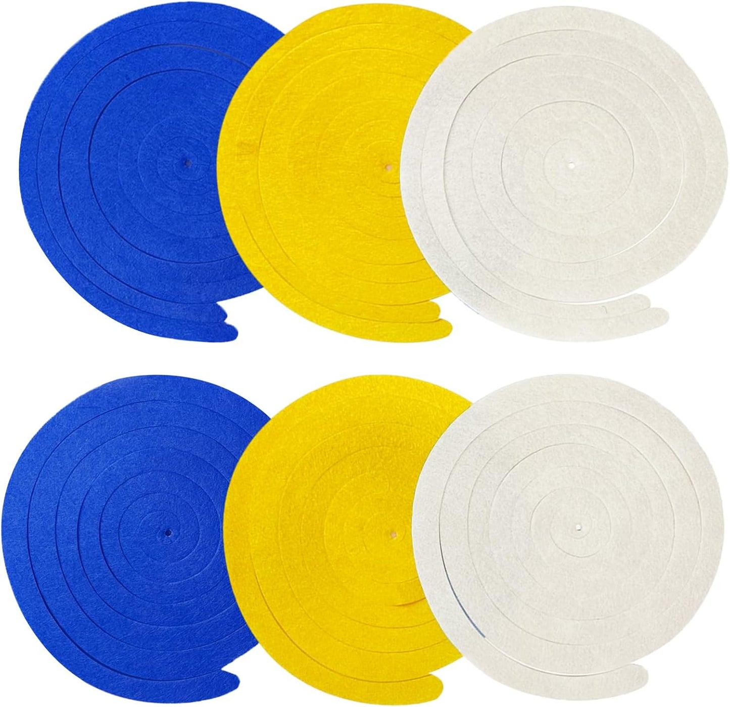 36 Pcs Royal Blue Yellow White Hanging Swirl Decoration Felt Swirl Streamer Spiral Ceiling Decorations Garland for Graduation Birthday Baby Shower Wedding Retirement Nautical Ahoy Achor Party Supplies