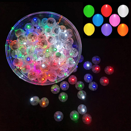 100pcs Multicolor LED Balloon Lights, Rainbow Colored Round Led Flash Mini Ball Lights for Paper Lantern Balloon, Indoor Outdoor Party Event Fun Birthday Party Wedding Halloween Christmas Decorations