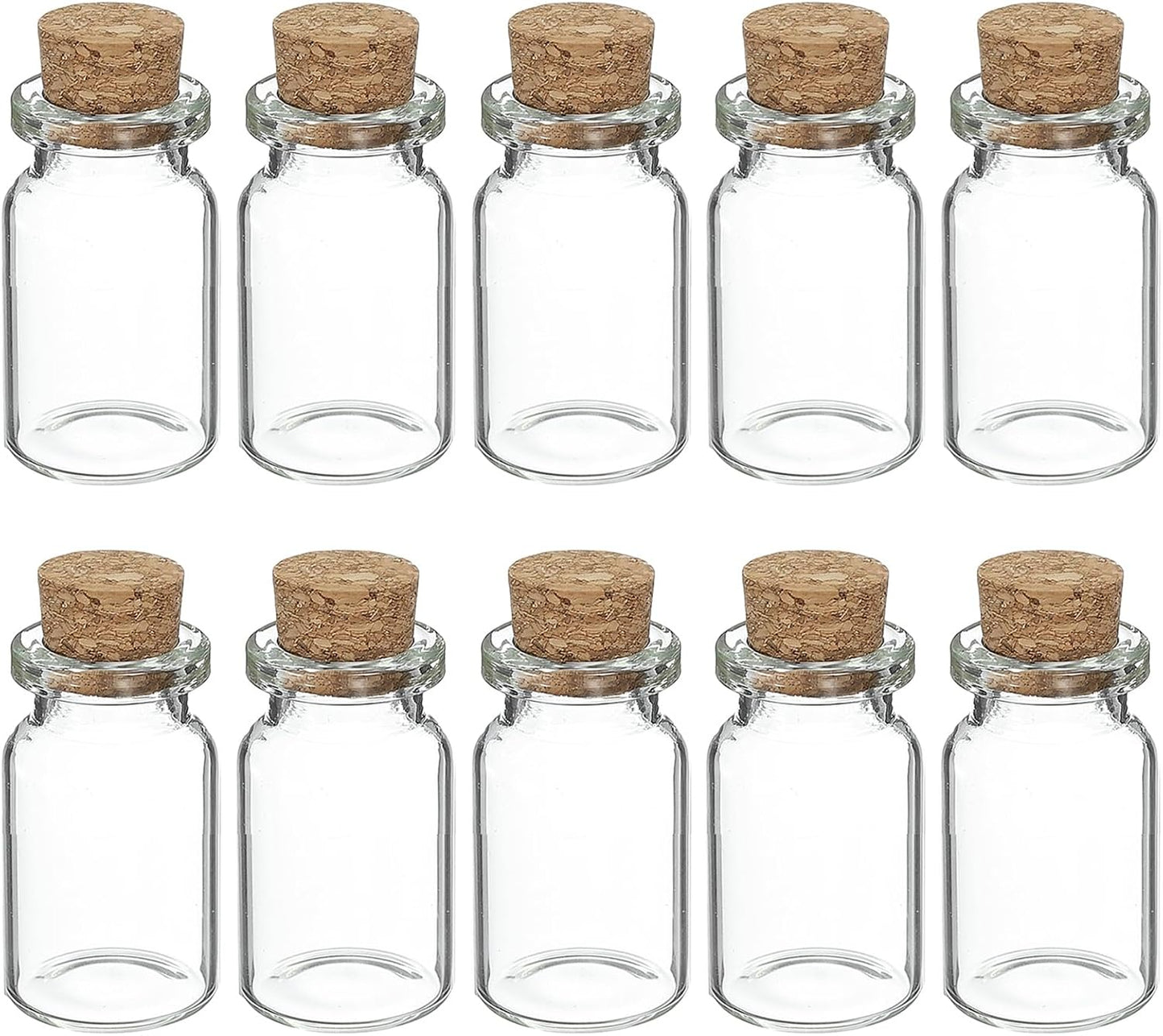uxcell 10Pcs Mini Glass Bottles with Cork Stoppers, 8ml Small Clear Bottles Glass Empty Jars Vials for DIY Crafts Party Wedding Decor Favors