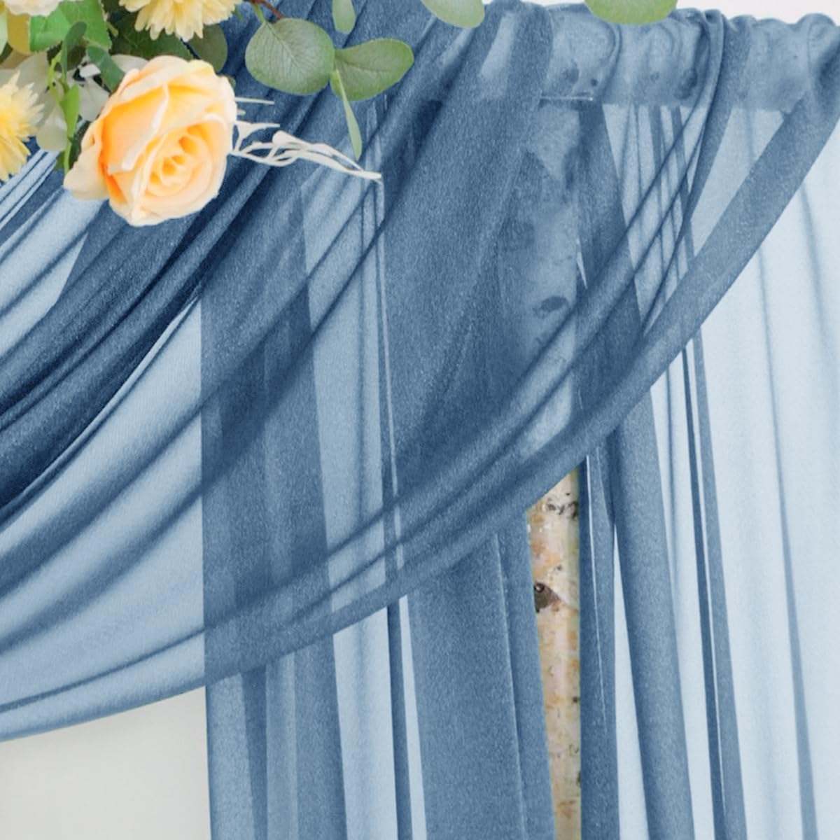 Fall Dusty Blue Wedding Arch Draping Fabric 1 Panel 29" × 20FT Sheer Drapes Outdoor Curtain for Wedding Ceremony Baby Bridal Shower Arch Ceiling Backdrop Decor
