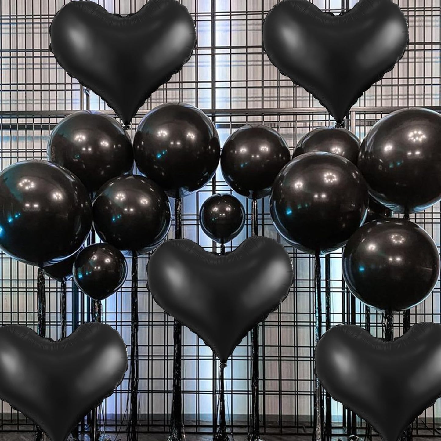 Black Heart Balloons,24Inch Large Black Heart Foil Balloons for Valentine's Day Birthday Wedding Baby Shower Anniversary Party Decorations