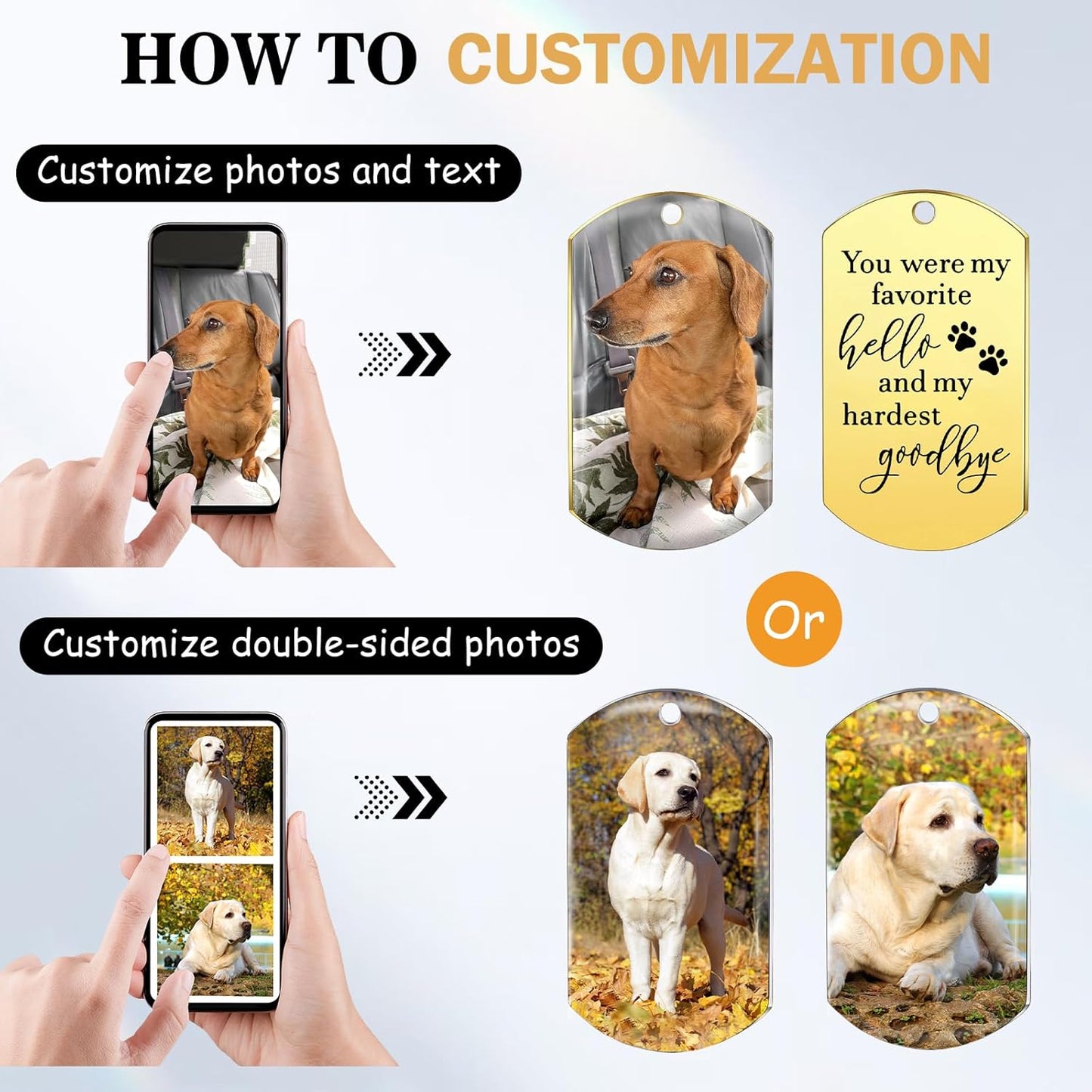 Funnylife Personalized Dog Memorial Photo Keychain Stainless Steel Custom Pet Memory Keychain Loss of Dog Sympathy Gifts