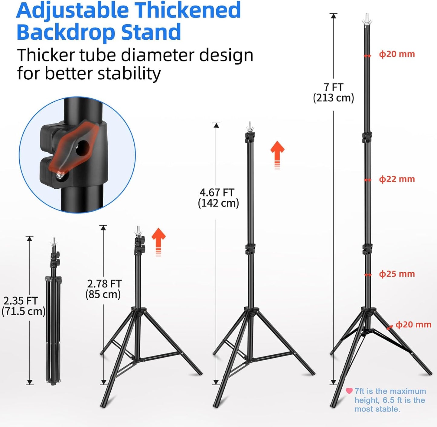 Hemmotop Photo Backdrop Stand, 10x7 ft Background Stand for Photoshoot, Adjustable Backdrops Support kit with Carry Bag for Parties, Photography, Projector Screen, Wedding, Decoration, Balloons