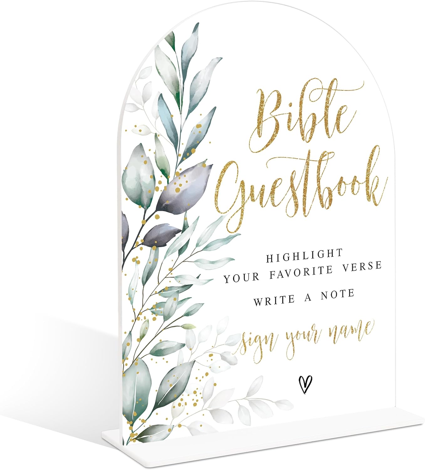 Acrylic Wedding Signs, Greenery Theme Bible Guestbook Sign, Wedding Reception Signage, Bridal Shower Table Decor with Stand, Engagement, Anniversary, Newlywed Events and Parties Supplies, 21