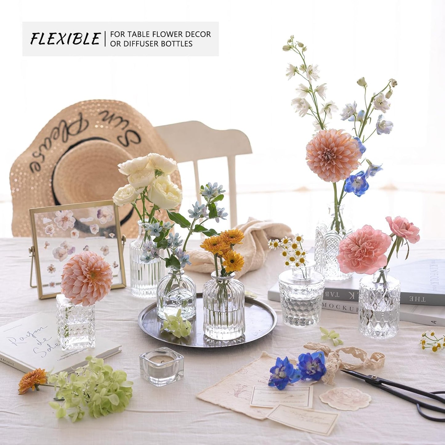 24pcs Glass Bud Vase Set, Small Clear Flower Vases for Centerpieces in Bulk, Mini Vintage Vase for Wedding, Home,Table Decoration