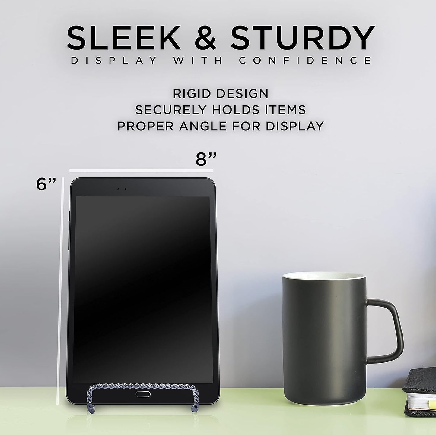 TRIPAR Decorative Twisted Wire Stand, Chrome Display (4 Inch Depth) Tabletop Easel Sleek & Modern Look - Perfect for Books, Plates, Photos & More