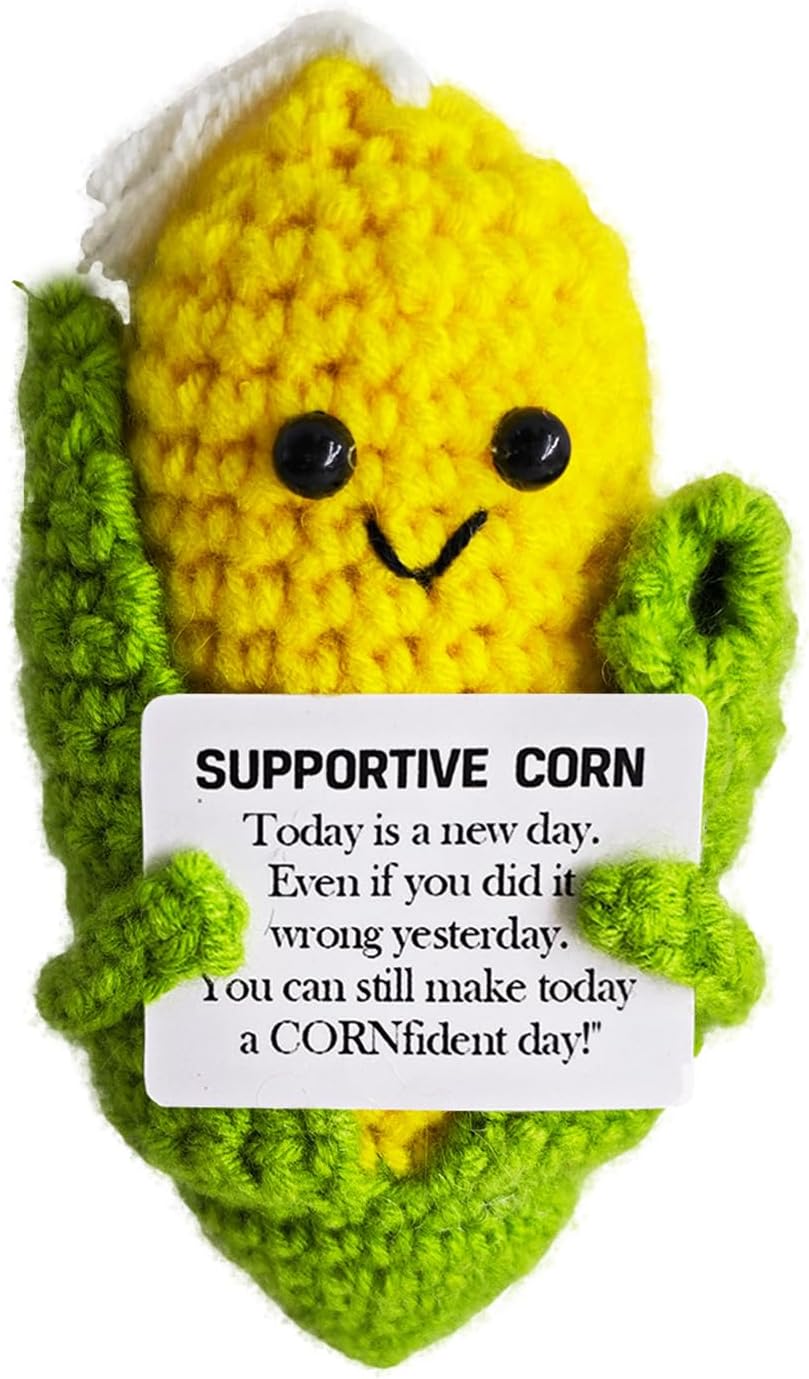 Emotional Support Crochet Corn,Lovely Gift for Friends,Mom,Dad,Grandpa,Grandma,Colleagues,Home Office Decoration