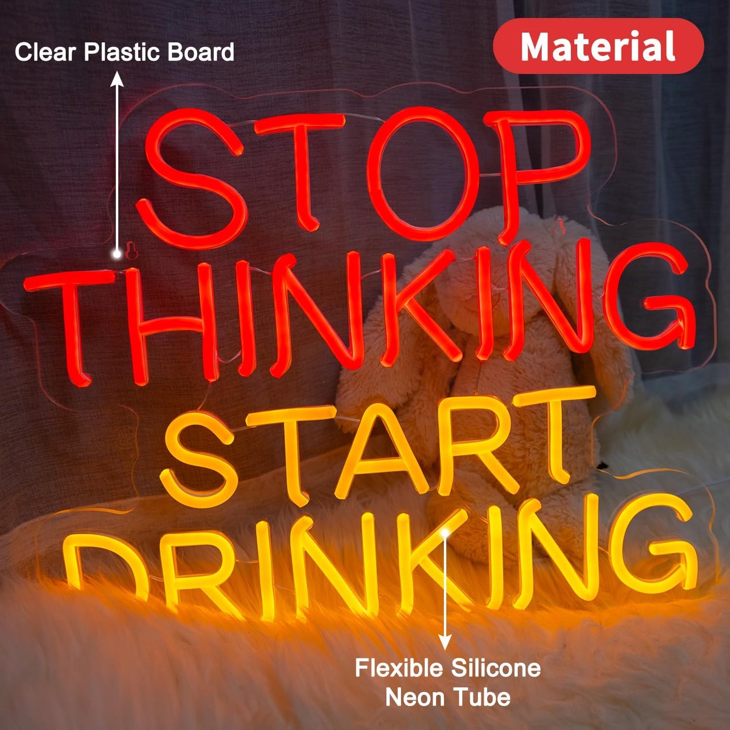 Neon Sign, Neon Light Sign LED Letter Neon Lights for Wall Decor, USB Neon Bar Sign for Party Club Party Club Restaurant, Bedroom Wall Decor 17.32 x 13.78 inch