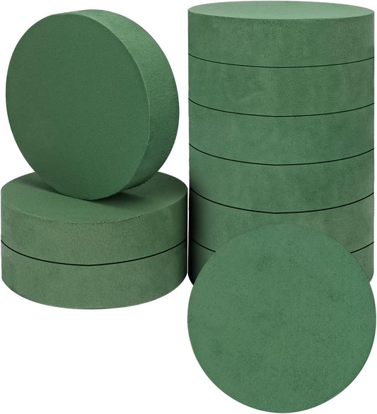 IHDYPPEW 10 PCS Superior Floral Foam Blocks, 6.5 Inch Large Dry Green Foam for Flower Arrangements Exquisite Flower Arrangements- Round Oasis Foam Blocks for Florists and Craft Lovers