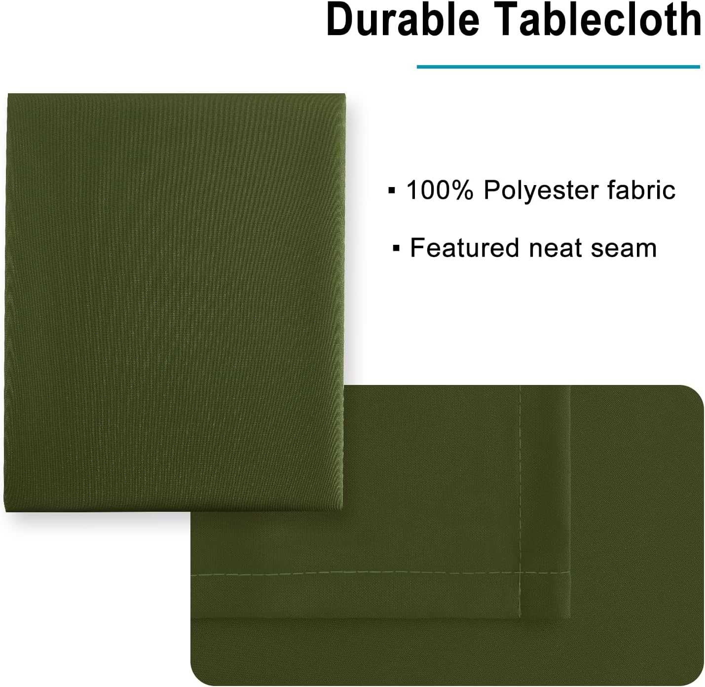 Hiasan Olive Green Tablecloth for Rectangle Tables - Waterproof and Spillproof Washable Fabric Table Cloth for Dining Room Kitchen Party, 52 x 70 Inch
