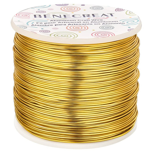 BENECREAT 9 10 12 15 17 18 20 Gauge Gold Aluminum Wire (18 Gauge,492 FT) Anodized Jewelry Craft Making Beading Floral Colored Aluminum Craft Wire for Garden, Model Making