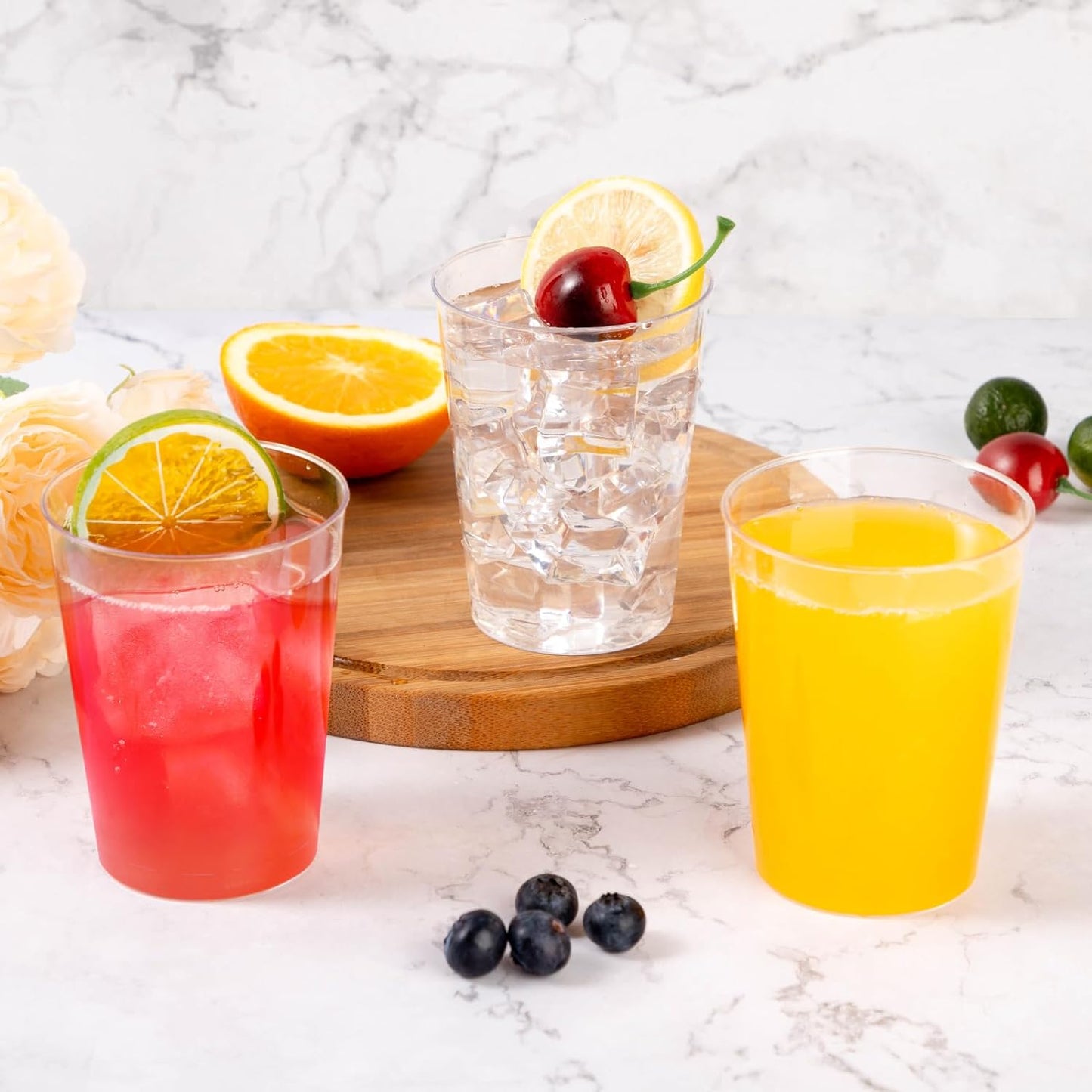 Goodluck 200PCS 10oz Clear Plastic Cups for Party, Disposable Clear Plastic Cups, Cocktail Glasses for Wedding Thanksgiving, Christmas, and Parties