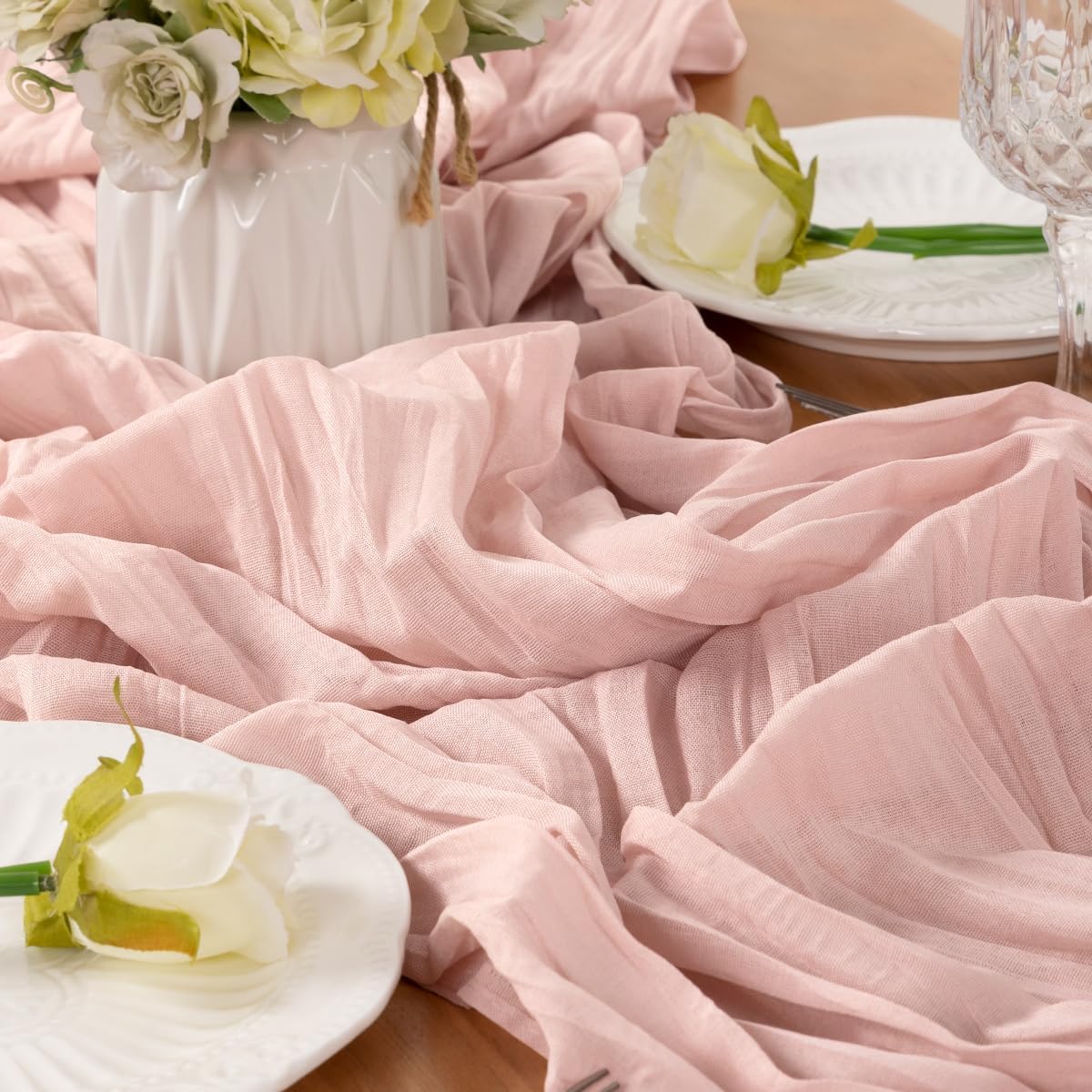 Dusty Pink Table Runner Cheesecloth Table Runner 10 Pack 10FT Farmhouse Table Runners 120 Inches Fall Table Decor Dining Room Centerpiece Wedding Boho Baby Shower Birthday