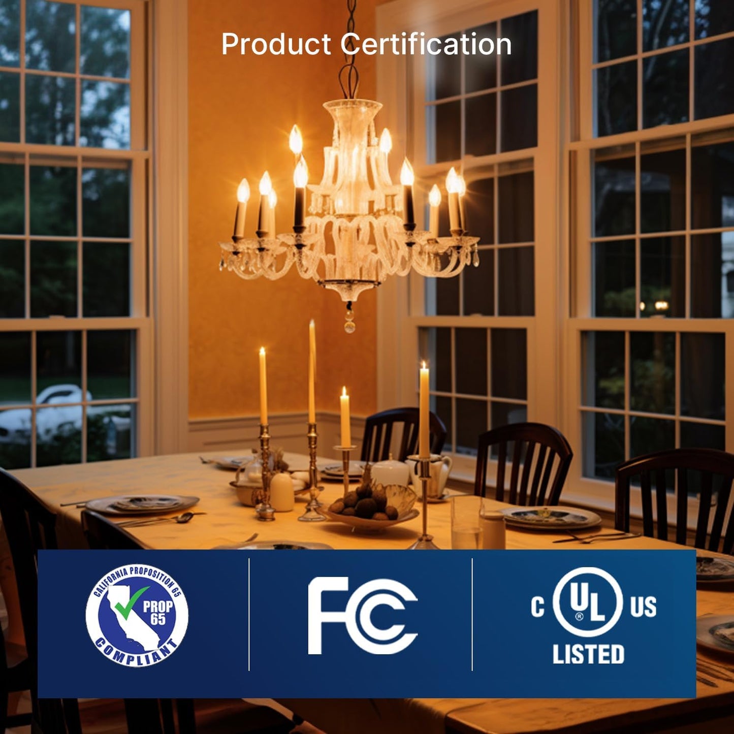 FLSNT Amber LED Candelabra Light Bulbs 40W Equivalent, B11 E12 LED Chandelier Bulbs, 2200K Warm White, Dimmable, 330LM, 48 Pack UL,CA65 Listed.