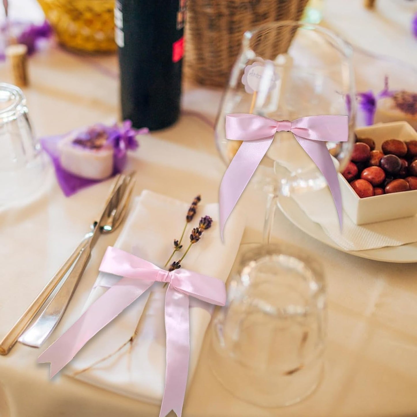 30Pcs Satin Ribbon Pink Bows 5x7 Inch Twist Tie Bow for Gift Wrapping Champagne Bottle Cake Treat Bag Craft DIY Gift Christmas Birthday Party Balloons & Garland Home Decor