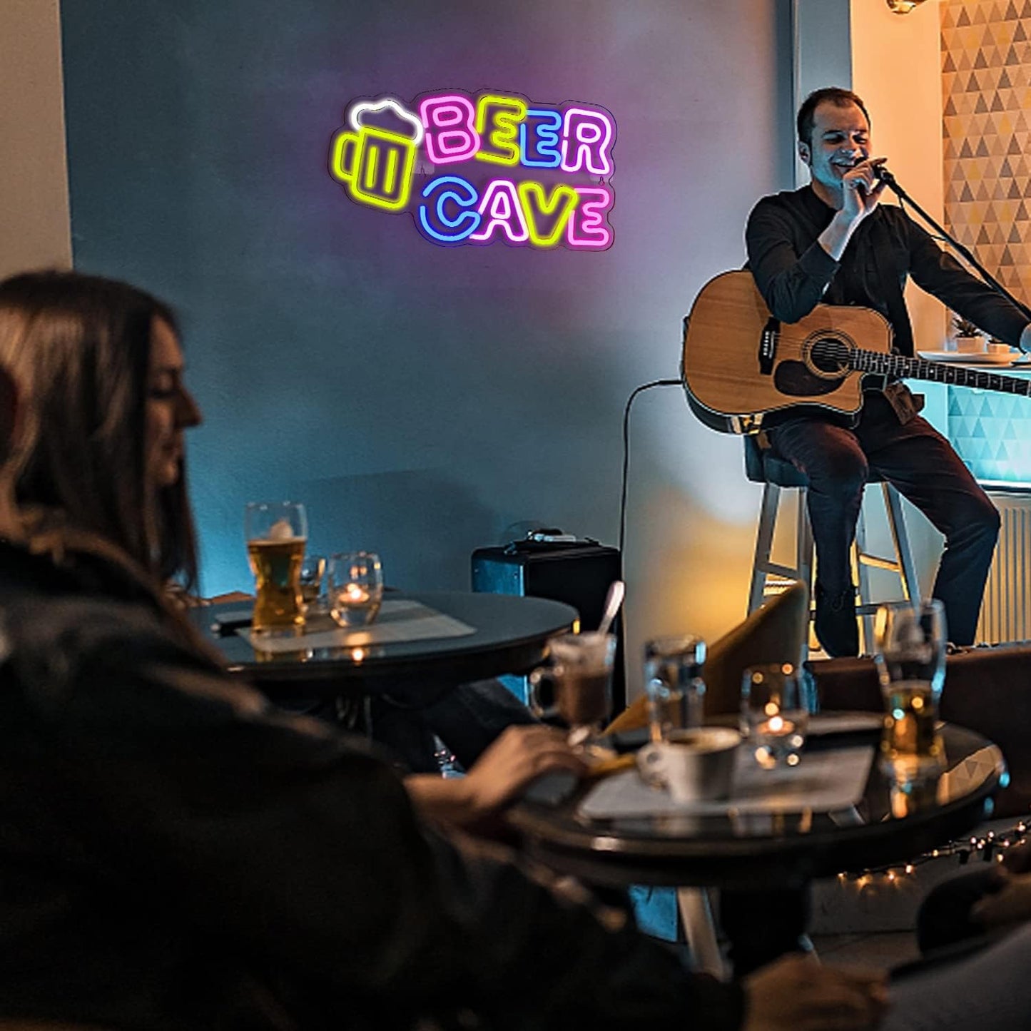 Lucunstar Beer Cave Neon Sign,Beer Sign,Neon Sign For Room,Bar Neon Light Signs,LED Neon Signs for Man Cave Pub Neon Bar Signs Neon Beer Lights for Wall,Beer Shop Room Decor Bar Hotel,Bar Signs