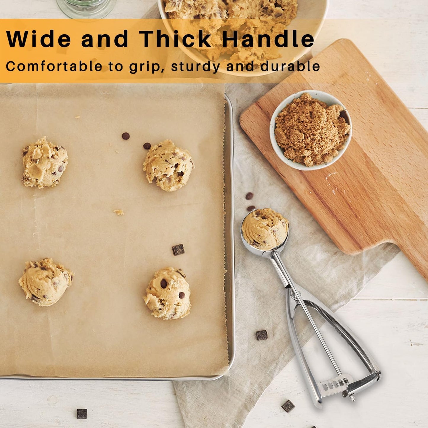 4 Tbsp Cookie Scoop, Size #16, 2 OZ Cookie Scoop for Baking, Muffin Scoops for Baking, Selected 18/8 Stainless Steel, For Cookie, Cupcake, Muffin, Melon Ball, Ice Cream