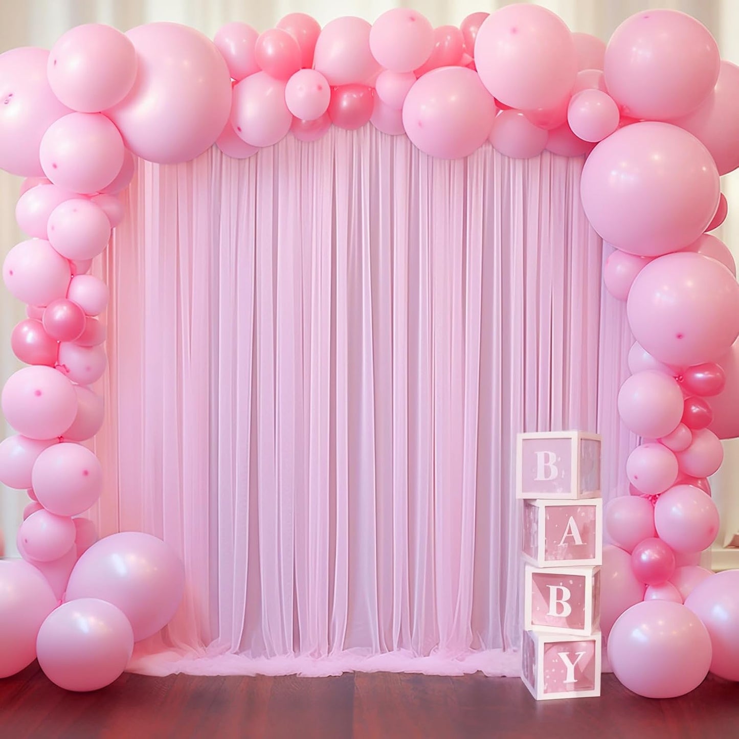 20ft X 10ft Baby Pink Tulle Backdrop Curtain for Parites, Sheer Photo Backdrop Curtains Fabric Drapes for Wedding Ceremony Arch Party Stage Decorations