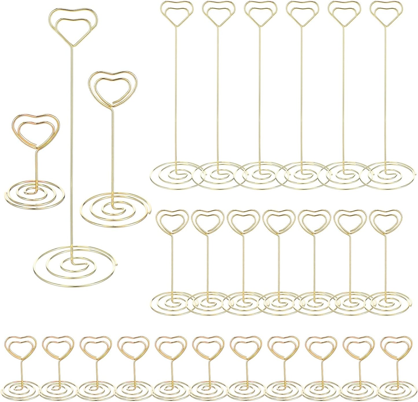 MAQUITA 36pcs Place Card Holder, Table Number Holders, Table Card Holders, Table Number Stands, Wire Table Picture Photo Holder with Heart Shaped Menu Memo Clips for Wedding Favors
