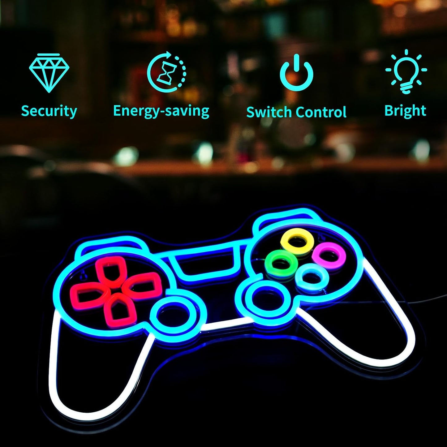 Game Neon Signs for Wall Decor Gaming Controller LED Neon Sign for Game Room Neon Light Sign for Wall Decor Birthday Party USB Powered Gamer Gifts for Teens Boys