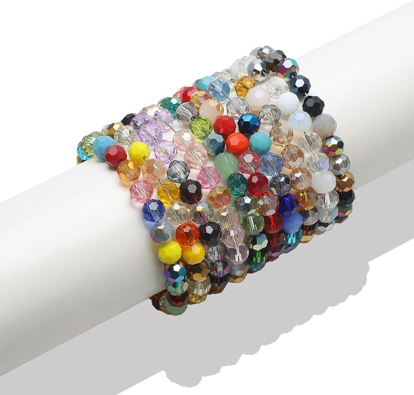 200PCS 6MM Crystal Glass Beads for Jewelry Making Pink Series Rondelle Facted Crystal Glass Beads for Bracelet Making Round Glass Spacer Beads for DIY Crafts Wind Chimes Suncatchers