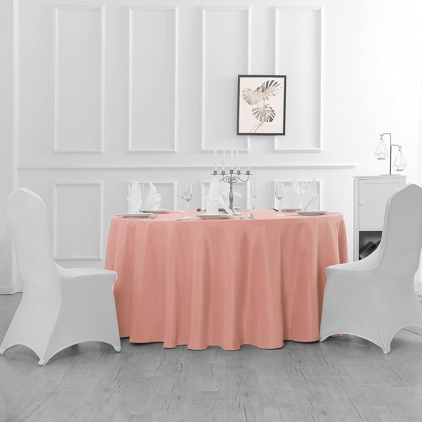 120 inch Round Tablecloth Washable Polyester Table Cloth Decorative Table Cover for Wedding Party Dining Banquet（120 inch, Dusty Pink）