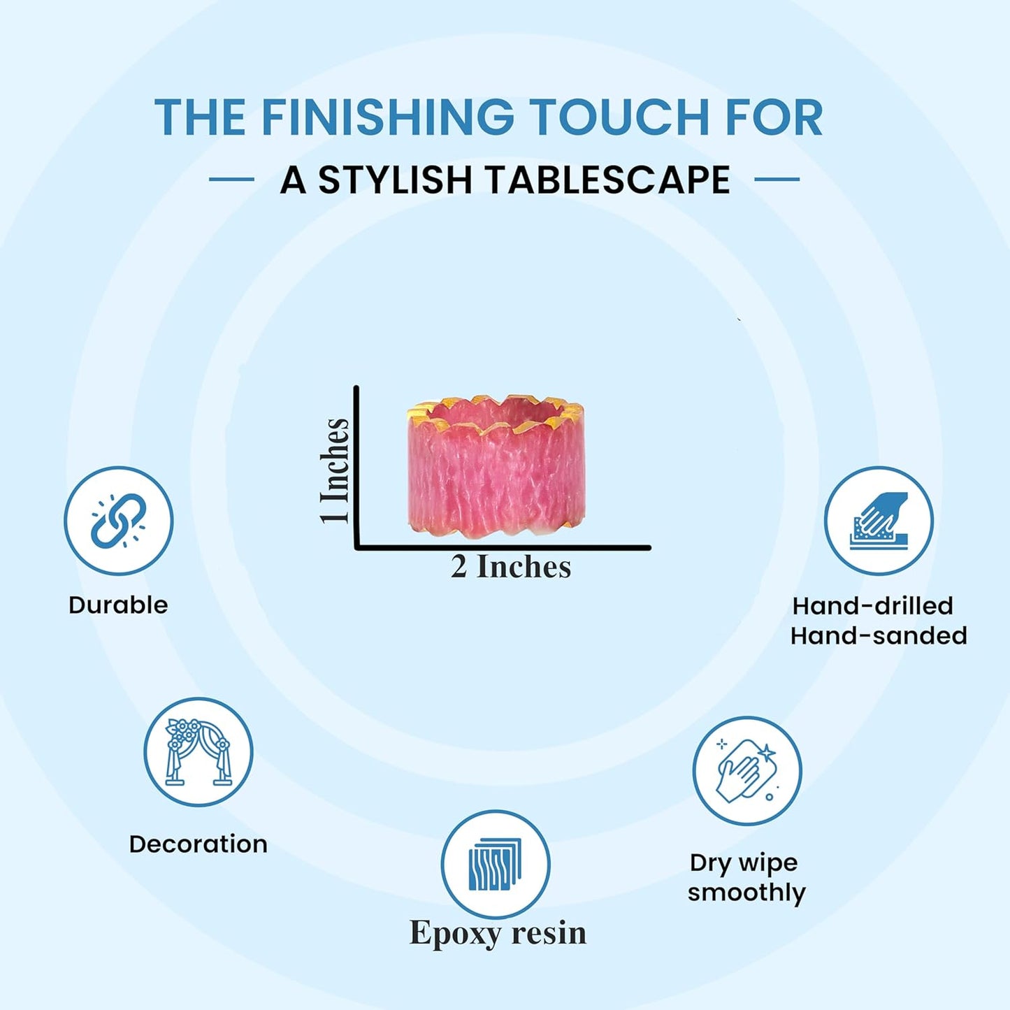 Napkin Rings Set of 12 - Handmade Epoxy Resin Napkin Holders | Elegant Table Decor for Dining, Weddings & Parties | Durable & Stylish Farmhouse Napkin Rings (Pink Gold) - ALPHA Living HOME