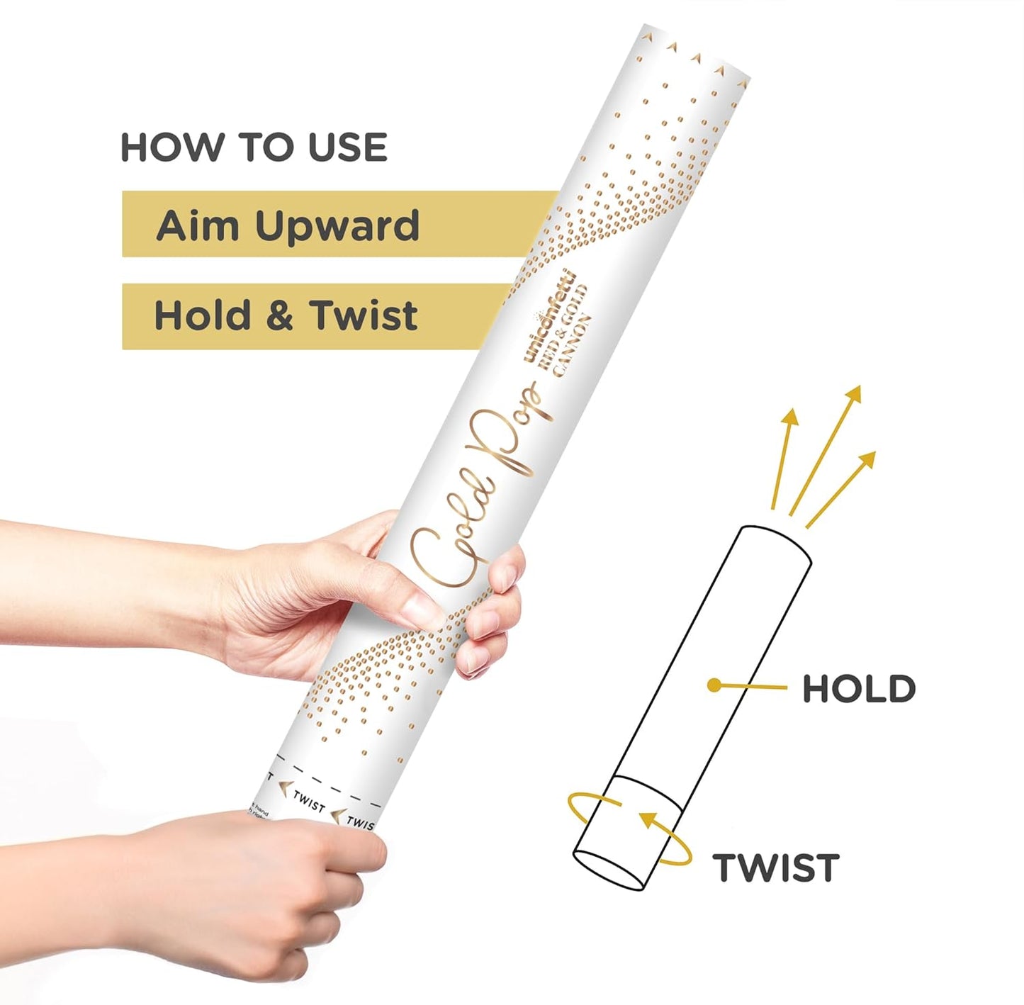 RED & GOLD Confetti Poppers - 16" BIODEGRADABLE RED & GOLD Confetti Cannon, Party Poppers, Compressed Air Popper, Loud Pop, Wedding Confetti Send Off, Wedding Supplies and Decorations