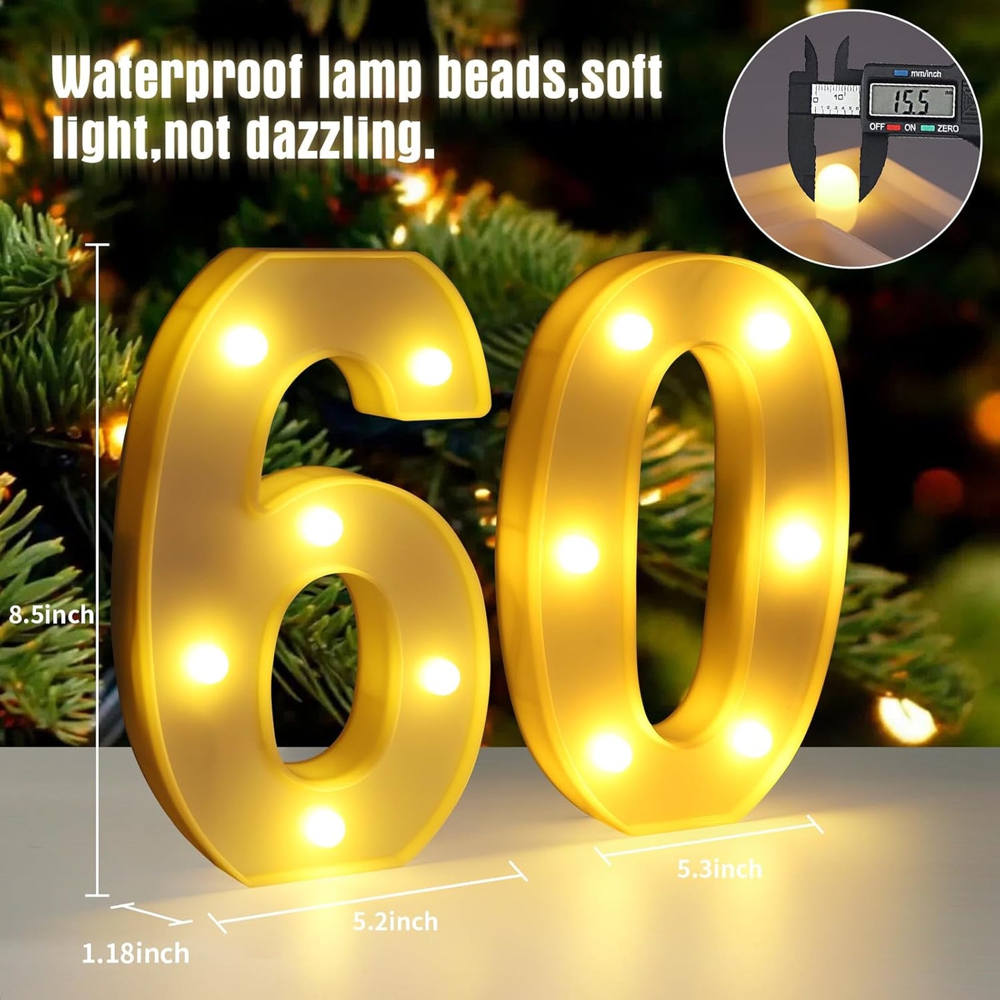 60th Birthday Decorations for Women Men,Happy 60 Birthday Decorations for Centerpieces Table,60 Light Up Numbers Sign Led for Party Backdrop Wall Decor for Wedding Anniversary Home