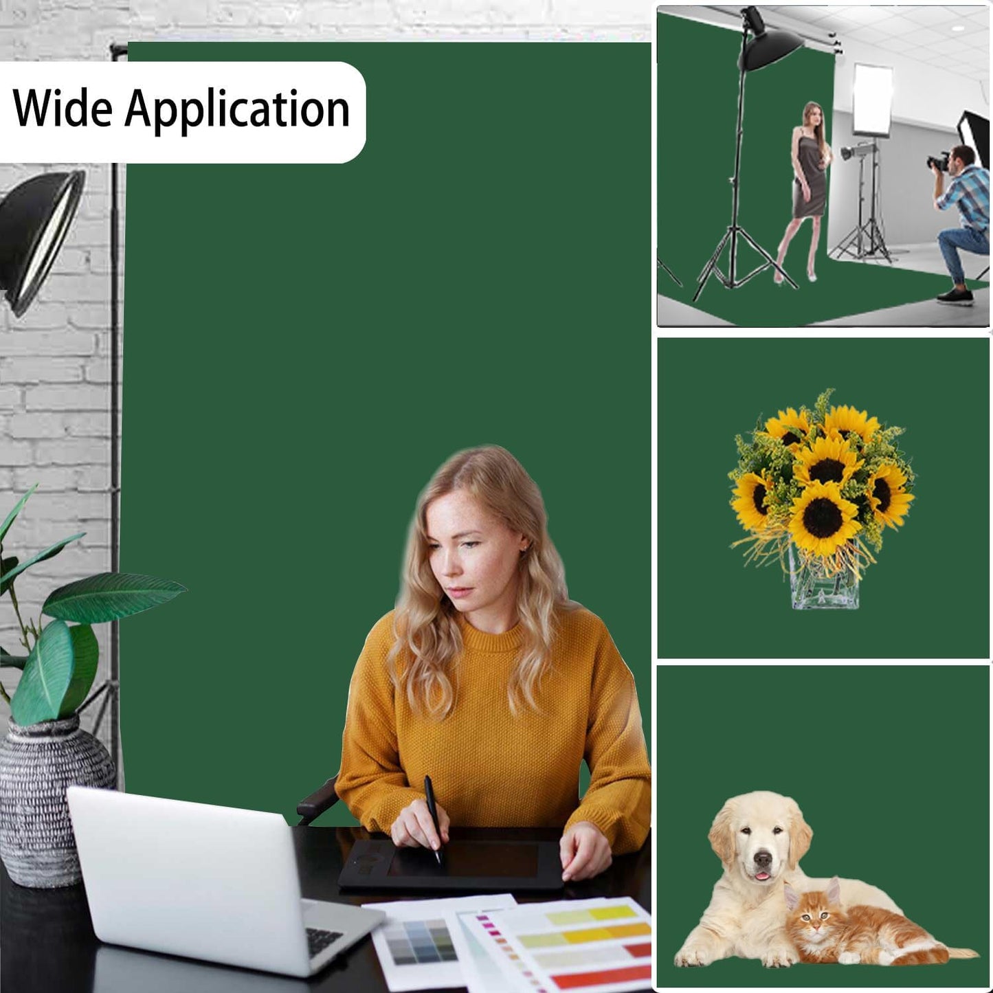 Dark Green Photography Backdrop for Photoshoot, Photo Backdrop Curtain, Perfect Dark Green Backdrops for Party Portrait Photoshoots Video Studio 6FTx9FT