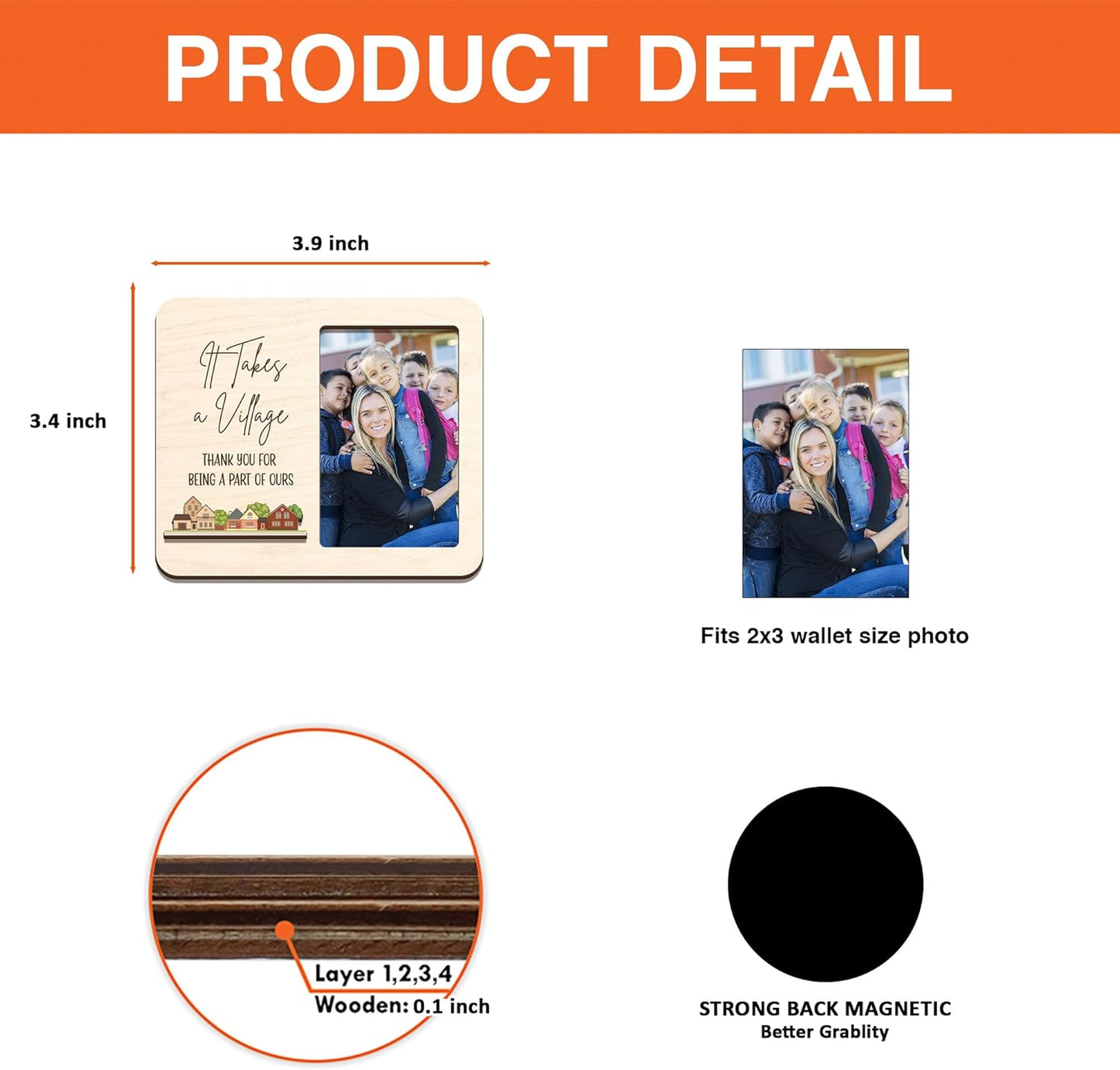 Magnetic Picture Frames - THANK YOU FOR BEING A PART OF OURS - Thank You Gift - Appreciation Decor - Encouragement Gifts for Women, Men - Magnetic Frames for Refrigerator, Locker & More