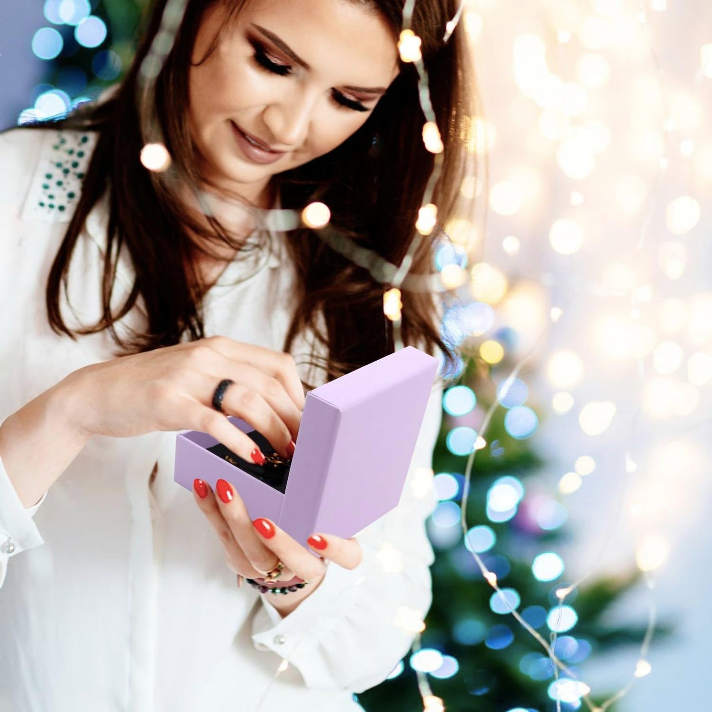 Gift Box Necklace Earring Ring Box Gift Box,12 Pieces Square Cardboard Jewelry Gift Boxes,Cotton Filled Cardboard Paper Jewelry Box Gift Case (3.5x3.5x1.25 Inches) (Purple)