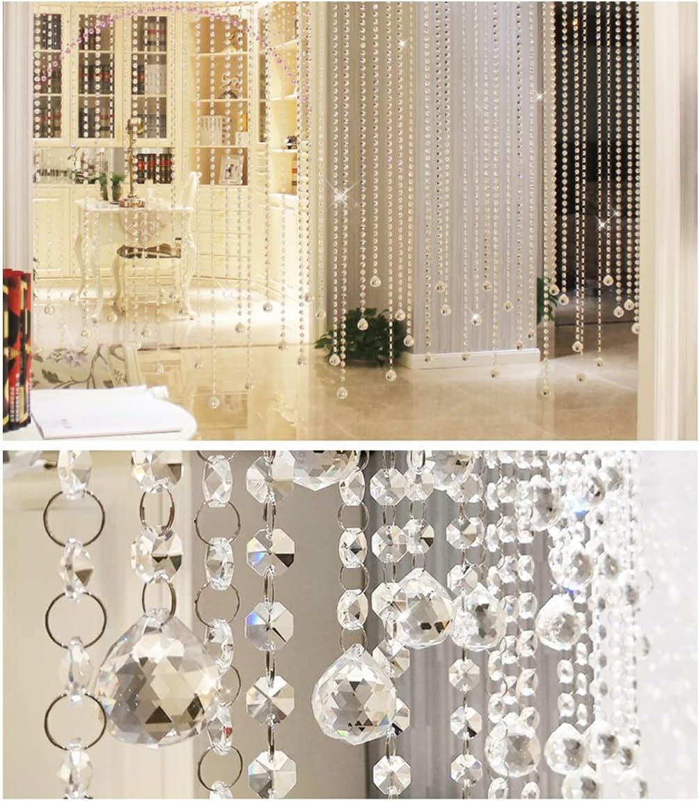 99ft Acrylic Crystal Garland Strands,Hanging Chandelier Bead Chain,Hanging Ornament String Decorations for Centerpiece,Christmas Tree,Wedding, Party,Celebration