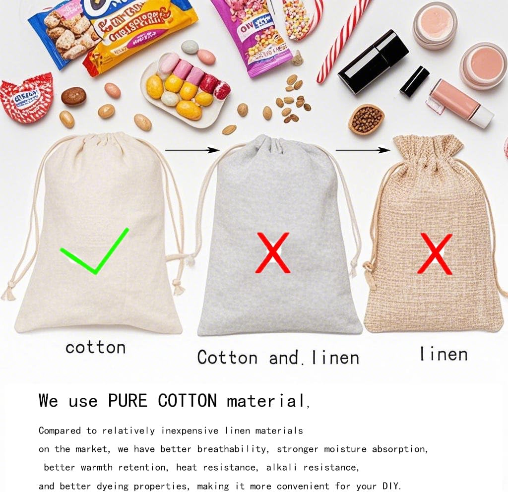 gobyhumm 20 Pieces Pure Cotton Drawstring Bags Muslin Bags Sachet Bag for Home Supplies （4 * 6"）
