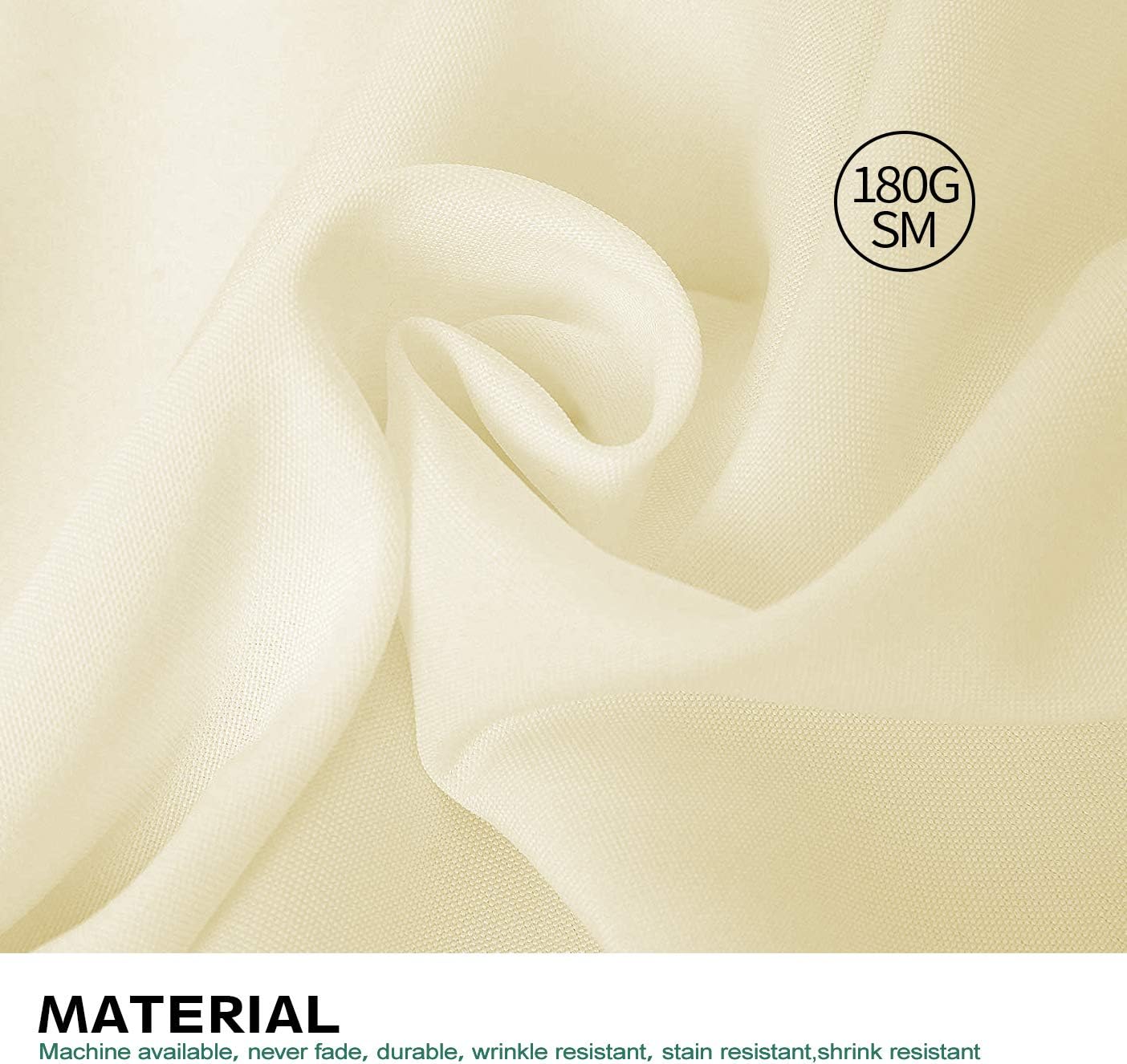 Surmente Beige Tablecloth 90 x 132-inch Rectangular Polyester Table Cloth for Weddings, Banquets, or Restaurants