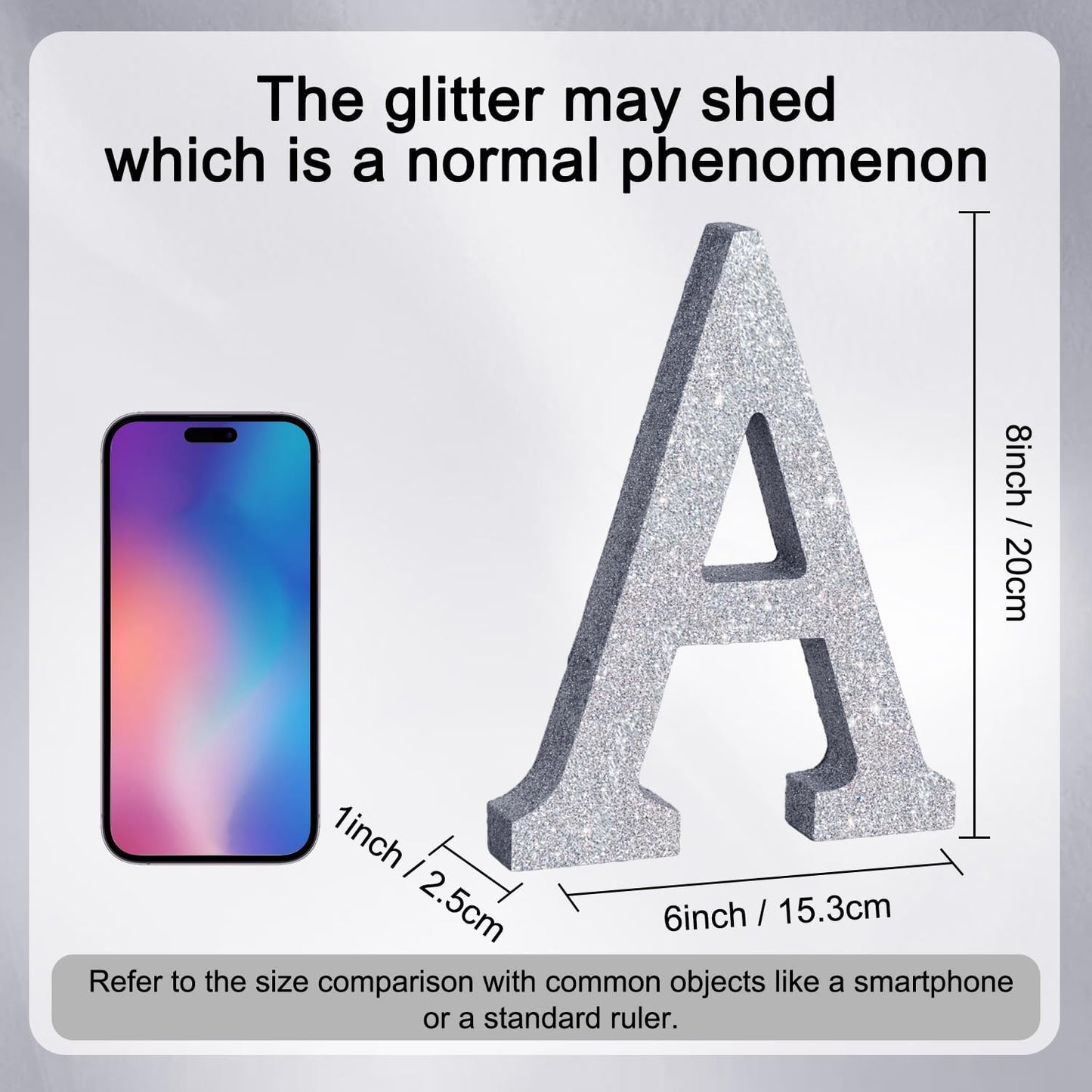 TONIFUL 8 Inch Silver Glitter Letter A Table Centerpiece A-Z Silver Birthday Party Decorations,Silver Alphabet A for Birthday,Chrismas,Graduation,Bridal Shower,Wedding,Anniversary Party Supplies