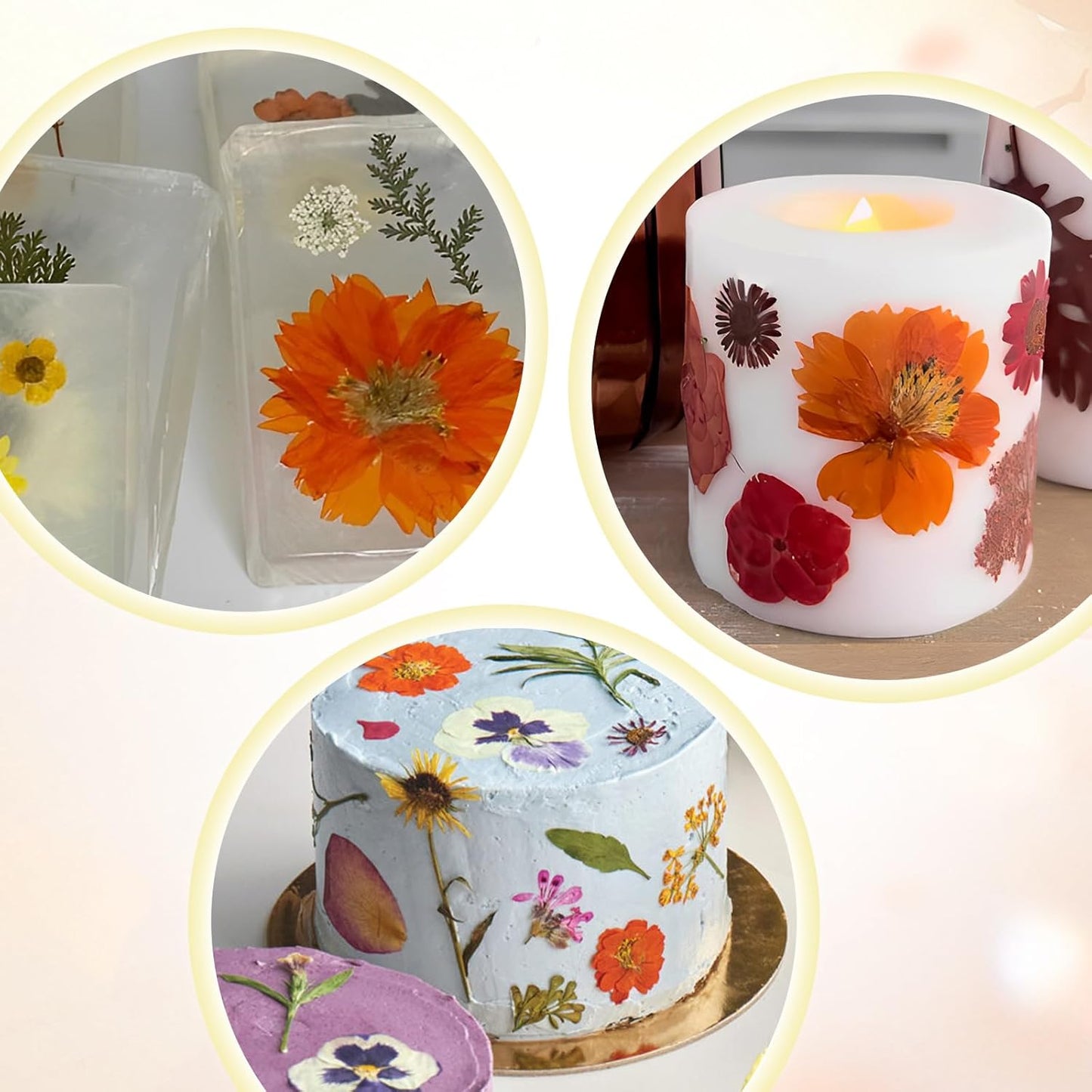 140pcs Dried Pressed Flowers Bulk, Natural Fall Pressed Dried Flowers with Tweezer for DIY Crafts Resin Mold Candles Cake Bridal Scrapbooking Supplies