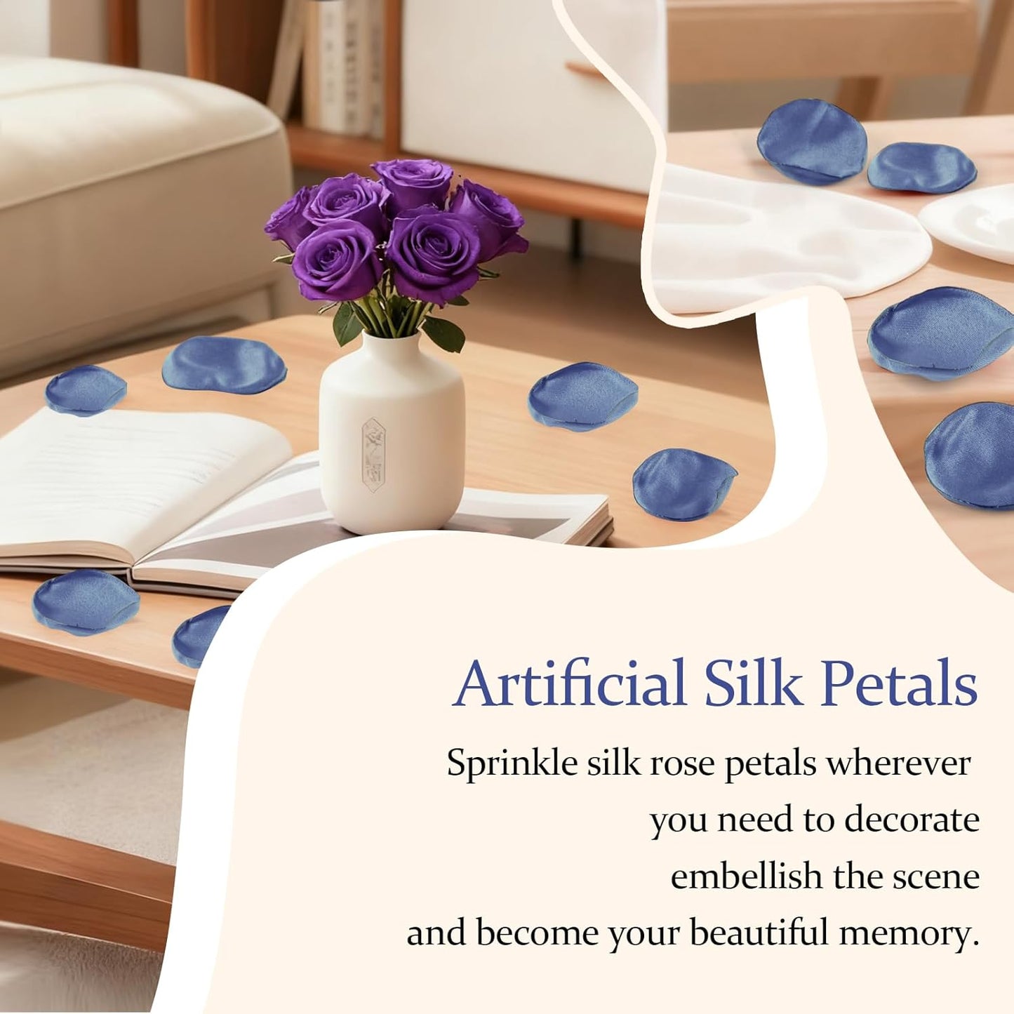 300pcs Dusty Blue Faux Silk Rose Petals - Ideal for Wedding Flower Girl Basket, Aisle Scatter, Dinner Table, Party Decor, and Valentine's Day Romance.