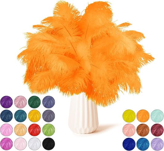 NEWONG 30pcs Orange Ostrich Feathers Natural Bulk 9-12in（23-30cm） Vase Craft Wedding Home Party Centerpieces Christmas Day Decoration