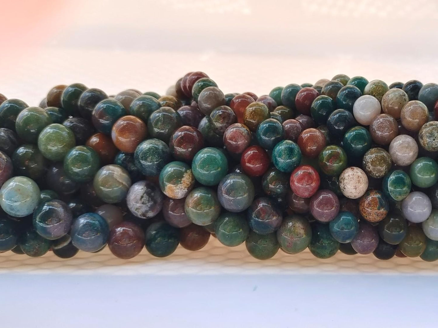 Stone Beads 6mm 140pcs Indian Agate Beads Round Loose Gemstones Beads for Bracelet Necklace Jewelry Making (6mm, 60607 Indian Agate)