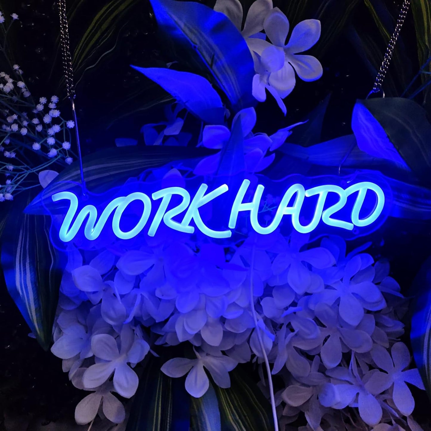 Work Hard Neon Signs for Wall Decor, Neon Light Sign LED Signs for Wall Light Signs Wall Decor for Office Man Cave Beer Bar Pub Restaurant Birthday Party, 15.3" x 3.4"