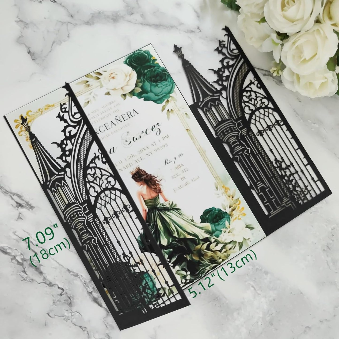 20PCS Laser Cut Wedding Invitations,Wedding Invitation Card Pocket,Quince Invites,Sweet 16 Invitations,Quinceanera Invitations,Laser Cut Invitations For All Occasions (black)