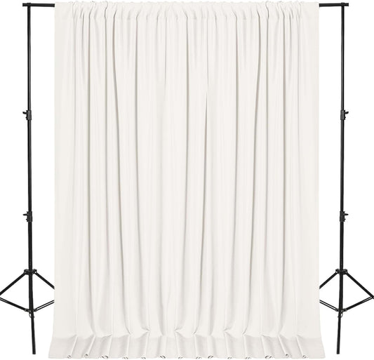 DWCN 10x10 FT Ivory Backdrop Curtains for Parties, Photography Backdrop Drapes with Rod Pockets for Wedding Decorations Stage Birthday Family Gatherings, 2 Panels 5ft x 10ft