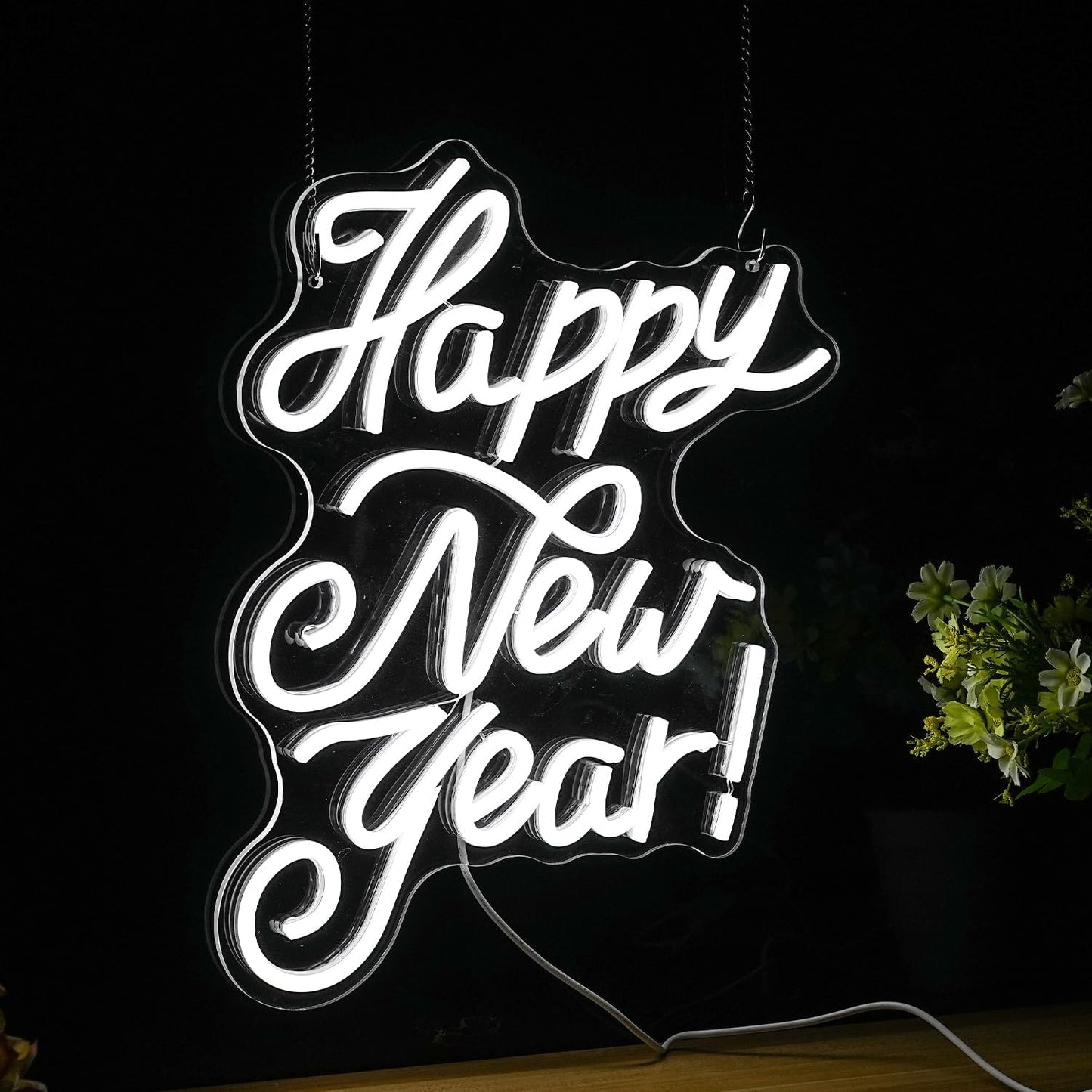 Happy New Year Neon Sign Led Spring Festival Neon Lights for Wall Decor Usb New Year Party Light Up Signs for Home Bedroom Christmas Business Decorations Gifts for Friends
