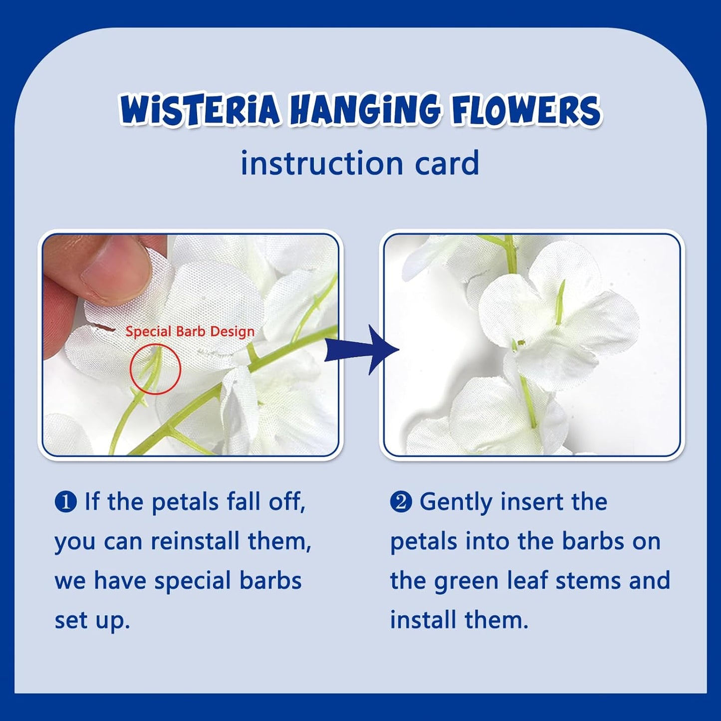 24 Pack Royal Blue Wisteria Hanging Flowers Garland, 3.77 Feet Artificial Flower Vines, Fake Wisteria, Artificial Vines Hanging Garland for Backdrop Outdoor Yard Garden Decor