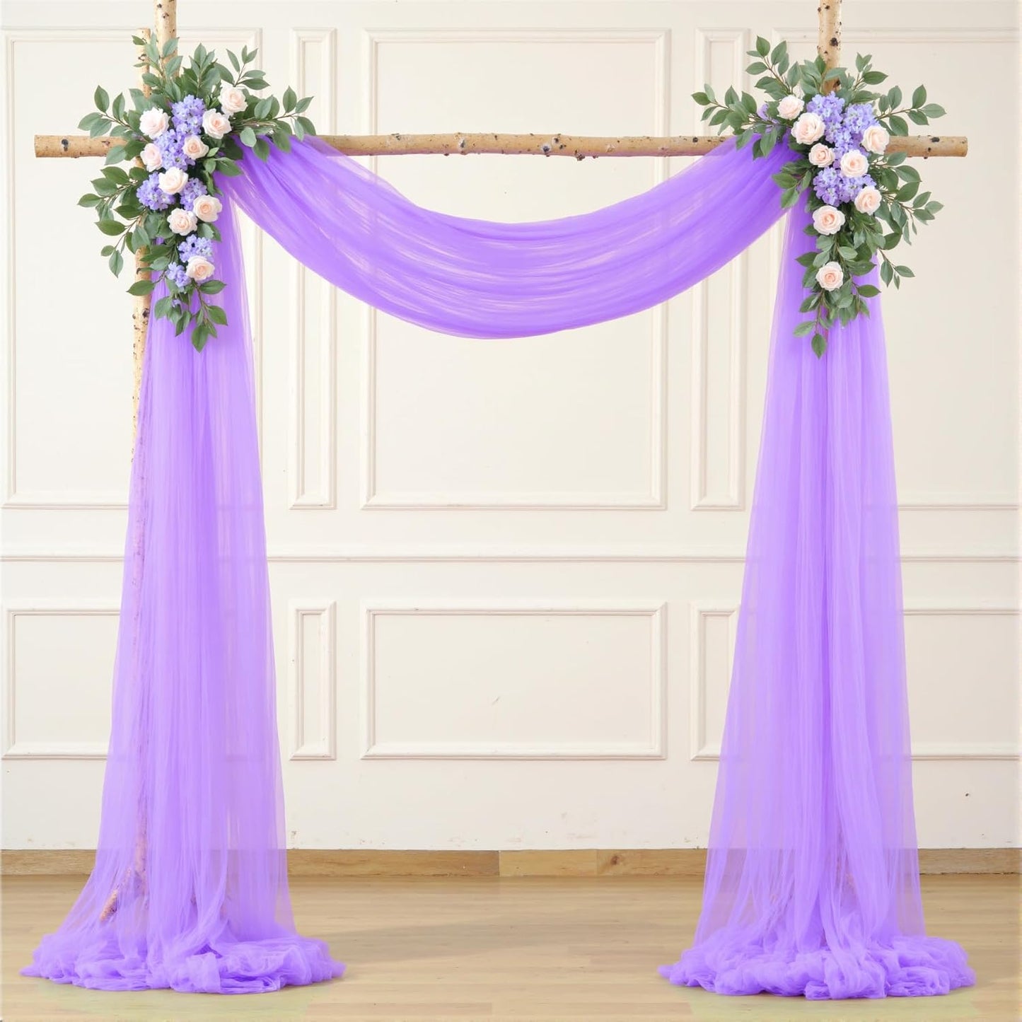 Lavender Purple Arch Draping Fabric for Wedding, 60" x 26Ft Chiffon Drapery Fabric Drapes Backdrop for Wedding Ceremony Baby Shower Bridal Shower Decoration(1 Panel)