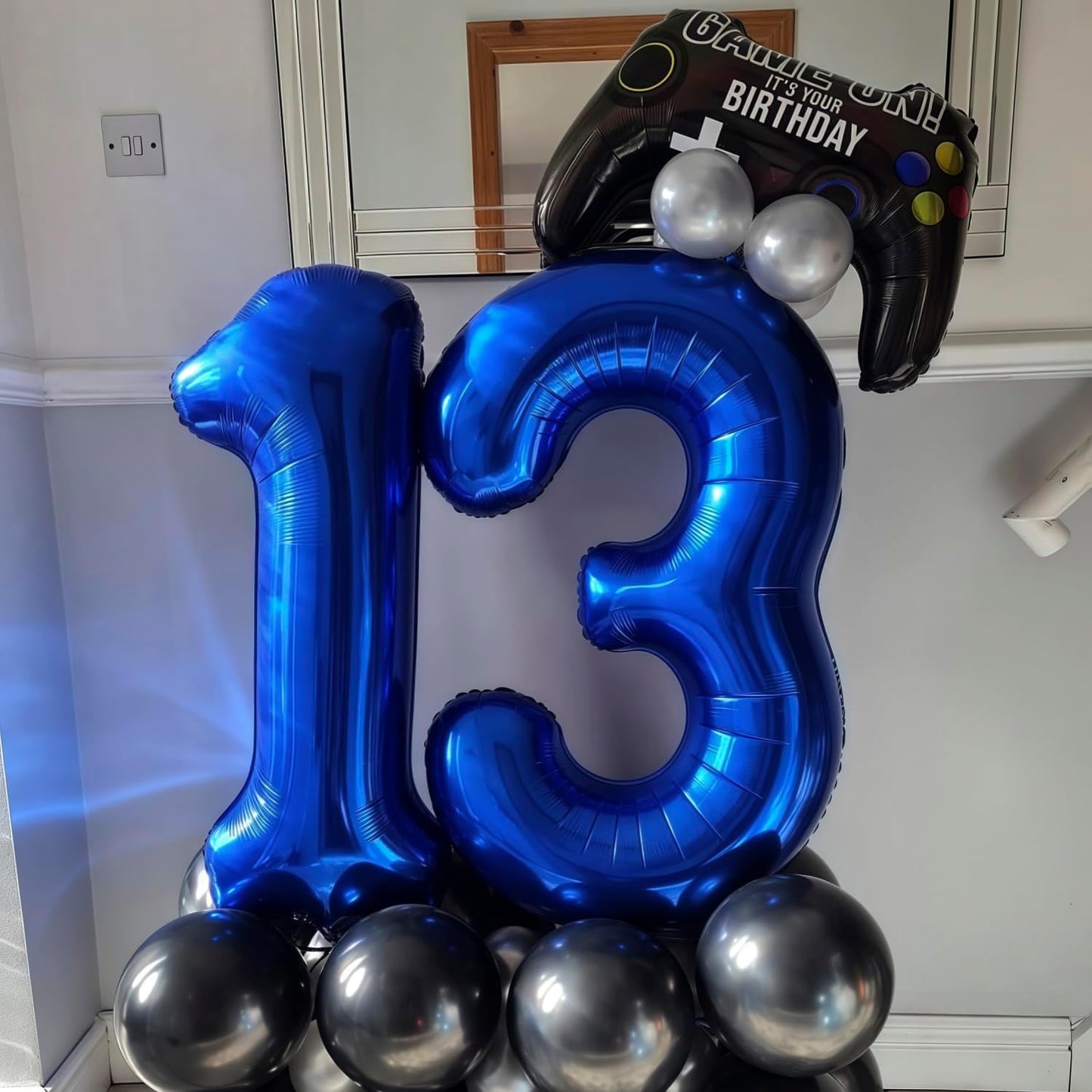 Navy Blue 5 Balloon Number,40 Inch Number 5 Balloon Big Dark Blue 5 Foil Mylar Helium Balloon for Birthday Party Decorations